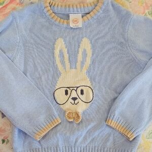 wonder nation Light Blue Bunny Sweater with Cream Bunny and Tan Trim